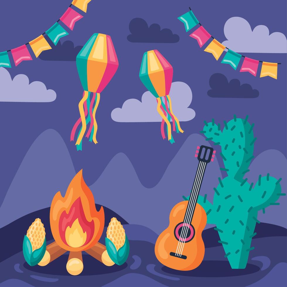 festa junina celebration scene vector