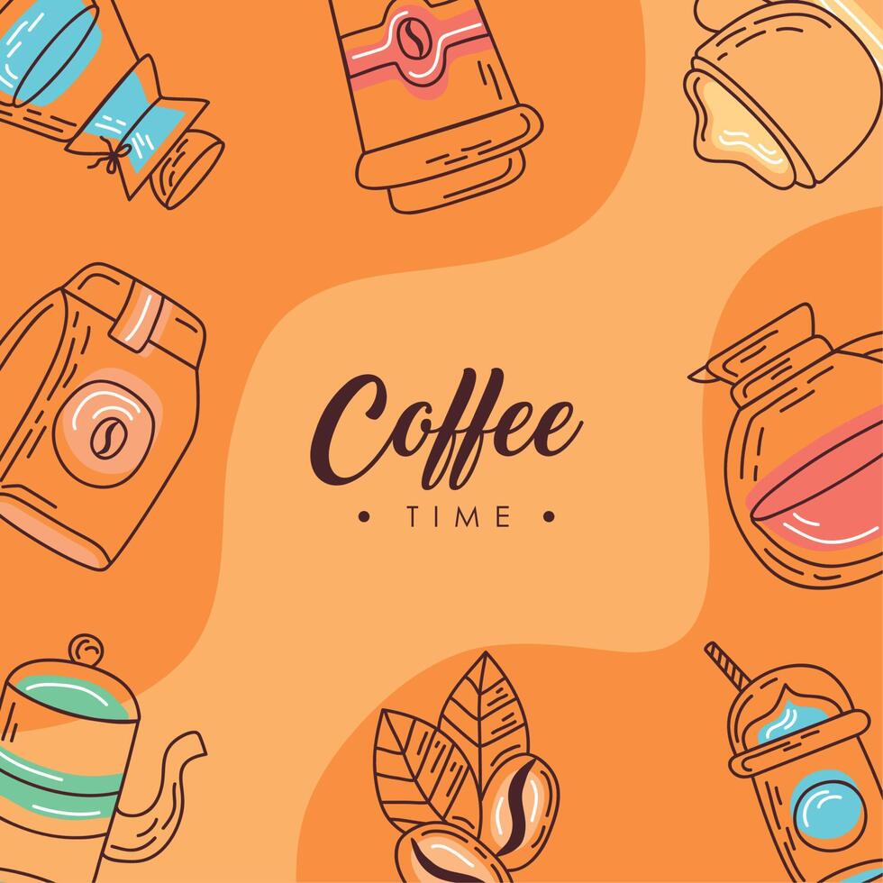 coffee lettering frame vector