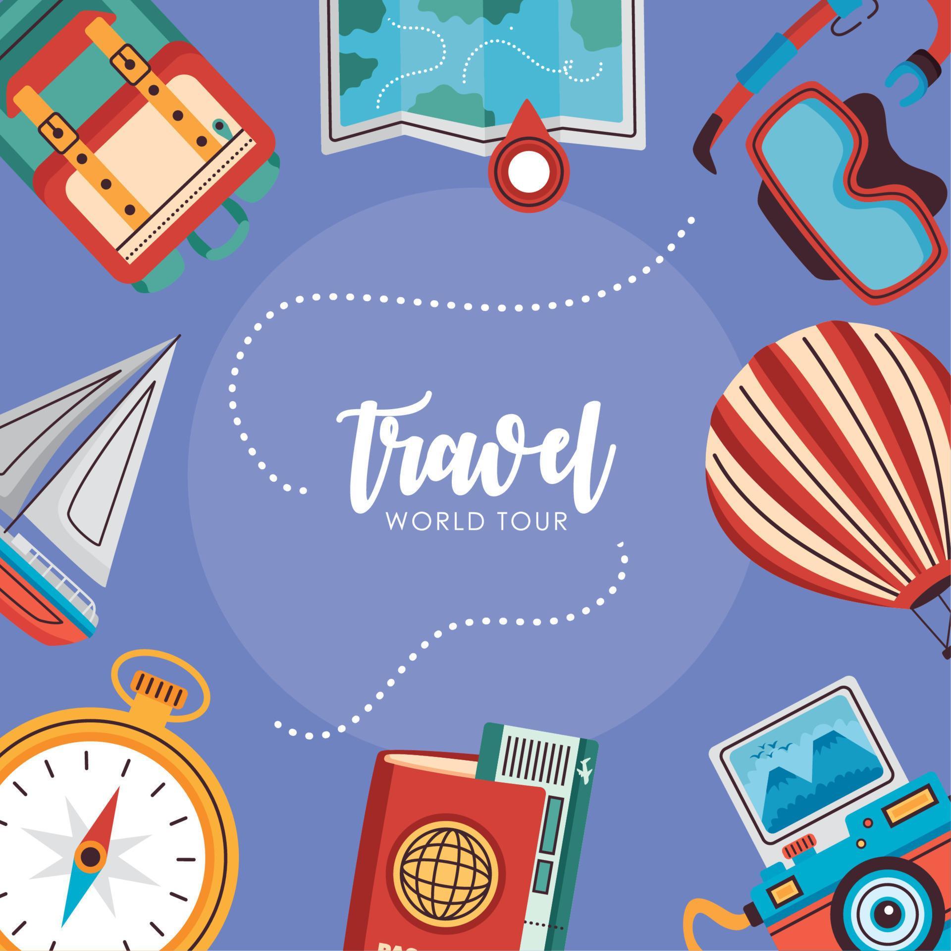 travel world tour lettering 11092676 Vector Art at Vecteezy