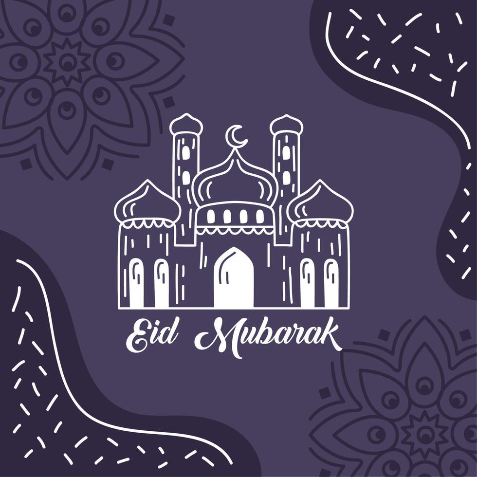 eid mubarak lettering poster vector