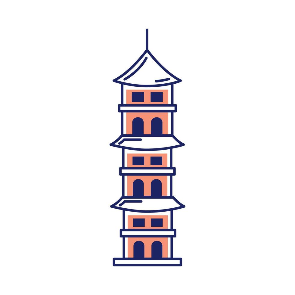 punto de referencia de la torre del templo chino vector