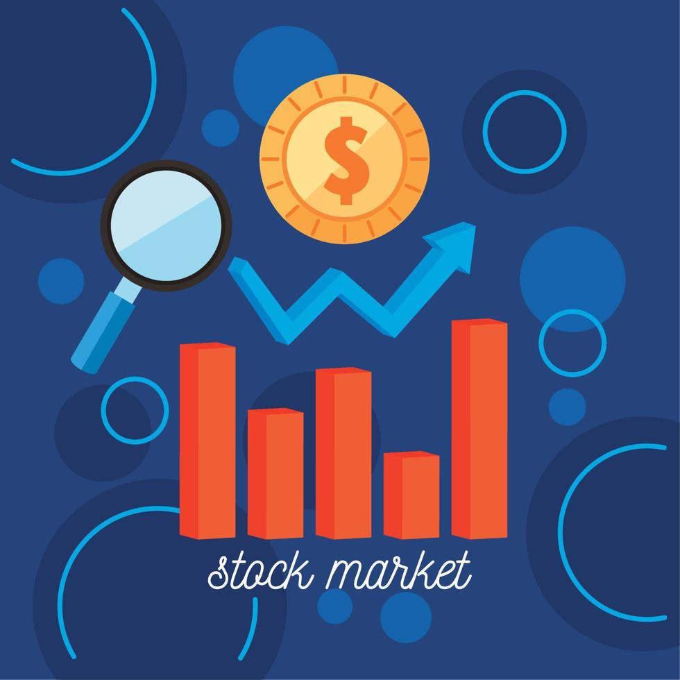 stock market lettering with bars vector