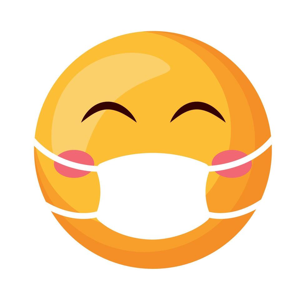 cara emoji con mascarilla vector