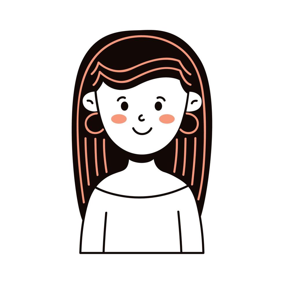 mujer con cabello largo vector