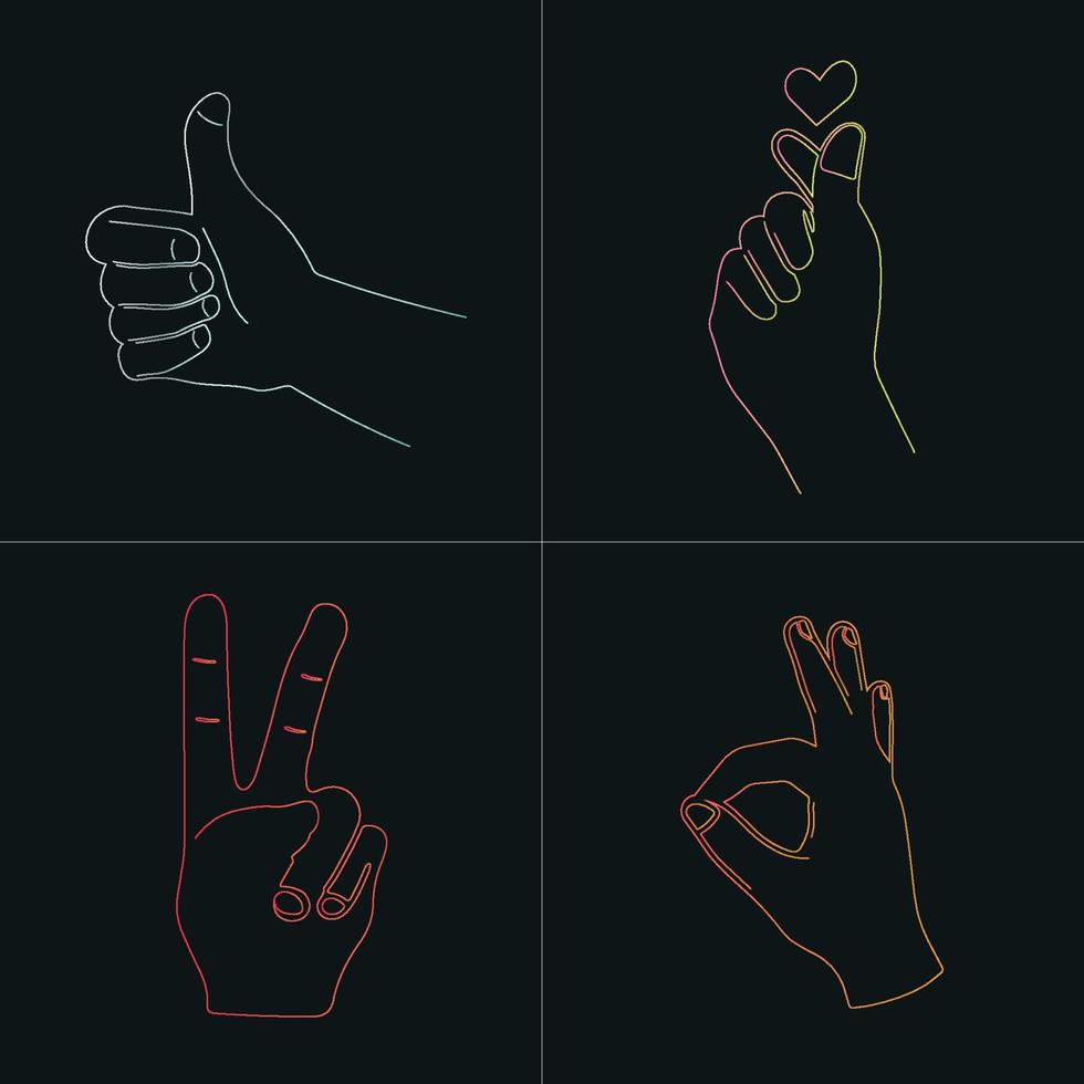 Hand sign line art vector illustration