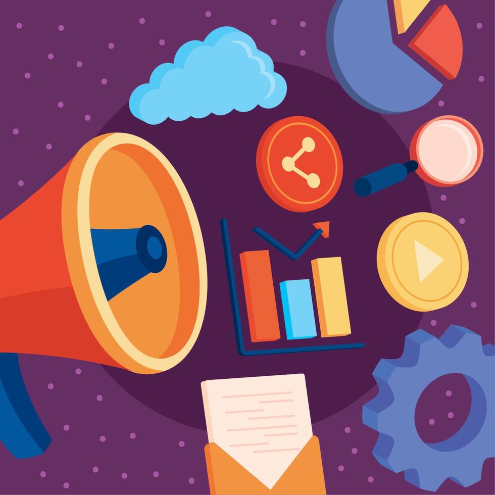 digital marketing icons pattern vector