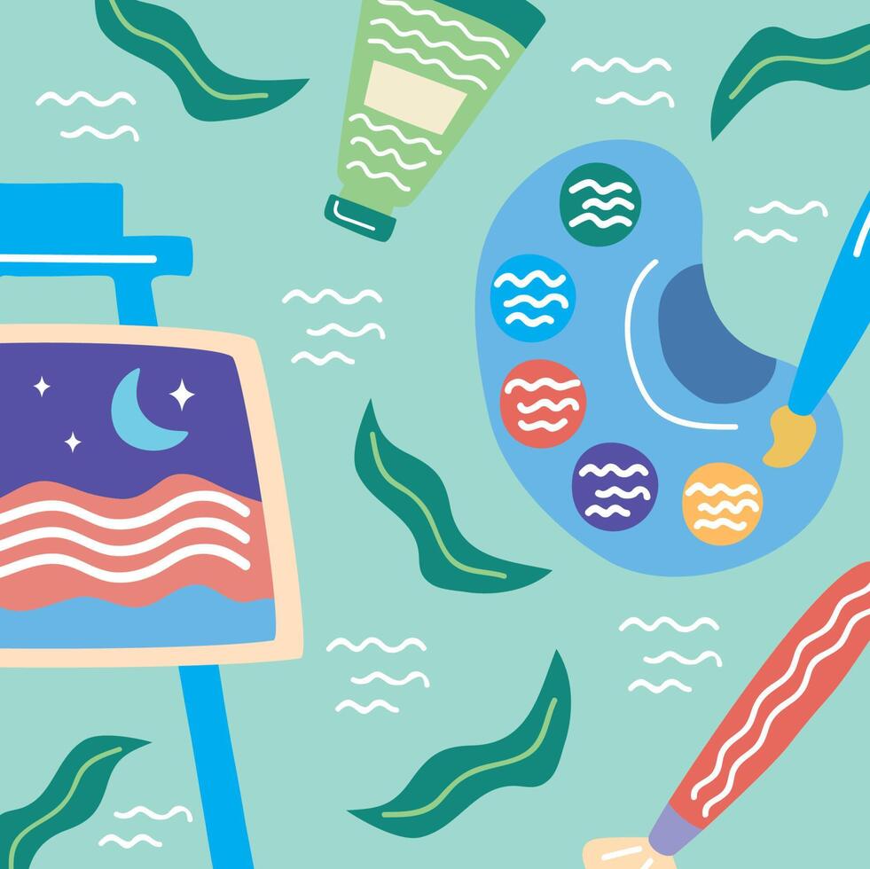 artistic school subject icons vector