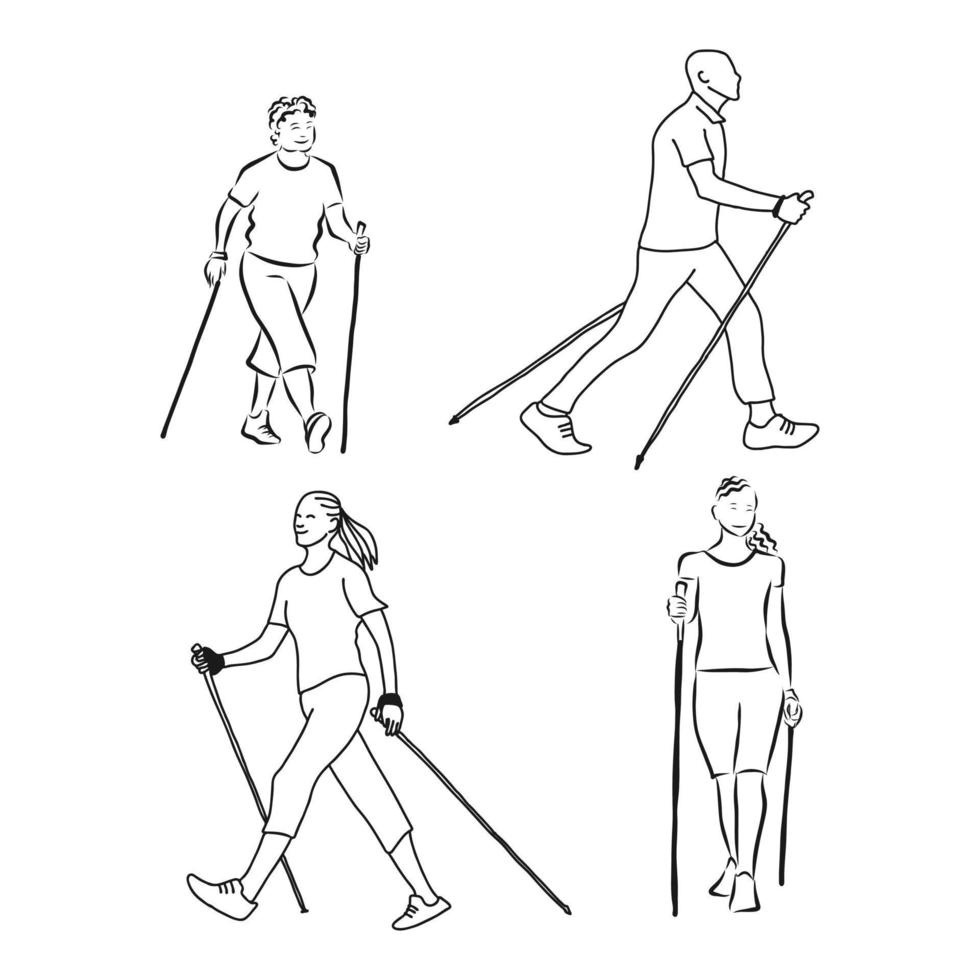 scandinavian norwegian walking vector sketch