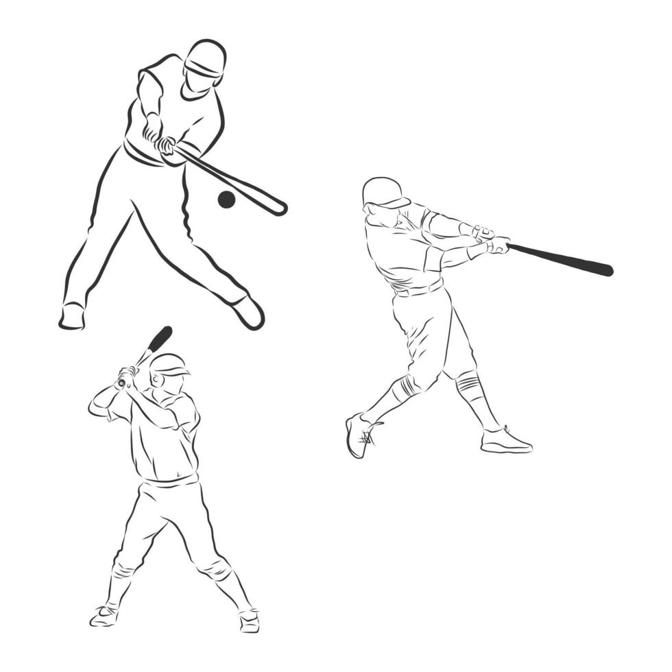 bosquejo del vector del jugador de béisbol