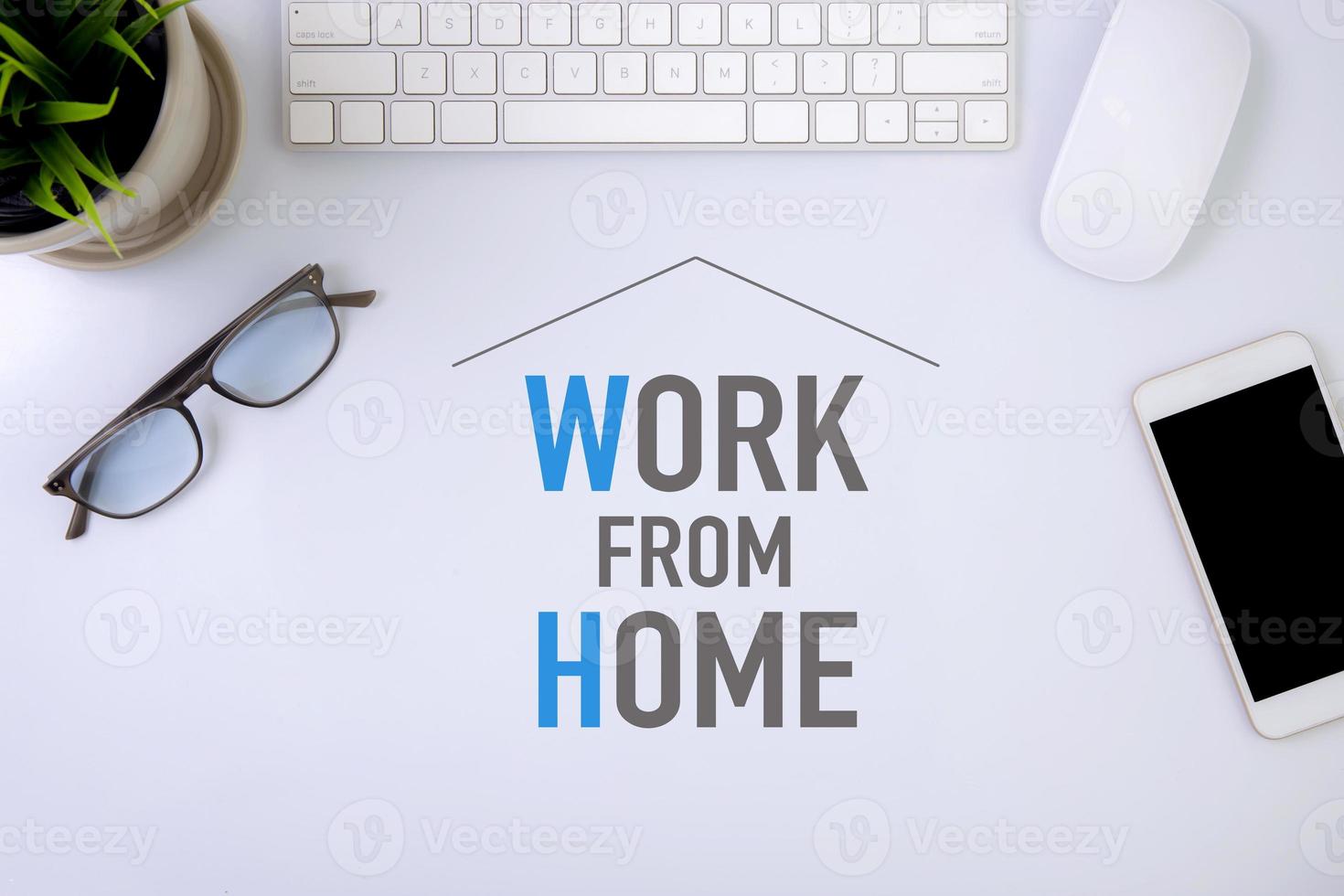 Work from home concept, protection pandemic of covid-19 with quarantine and work at home, communication and internet, social distancing for protect with infection and outbreak of coronavirus. photo