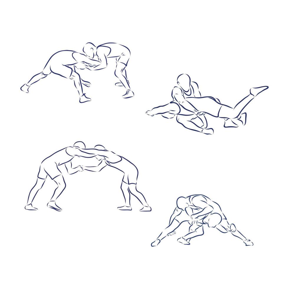 greco-Roman wrestling vector sketch