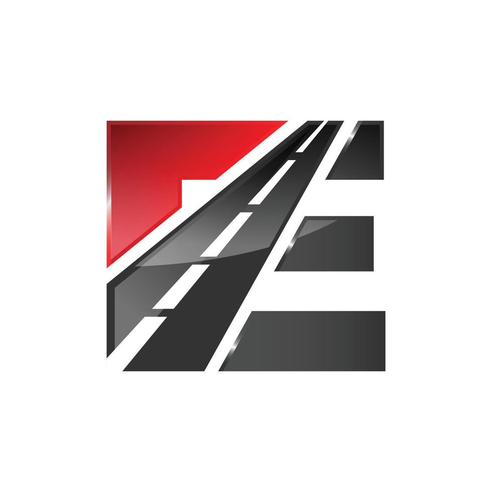 E letter road construction creative symbol logo design template vector