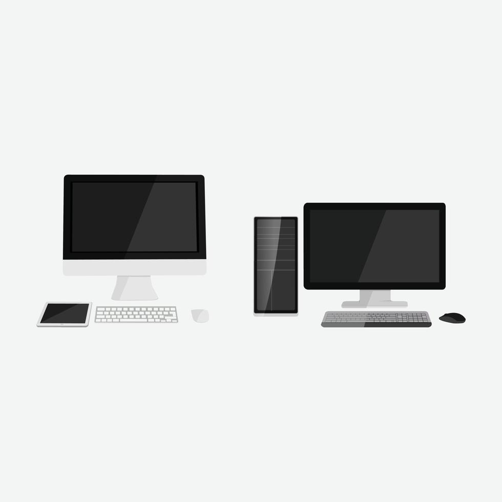 Flat desktop computer vector illustration