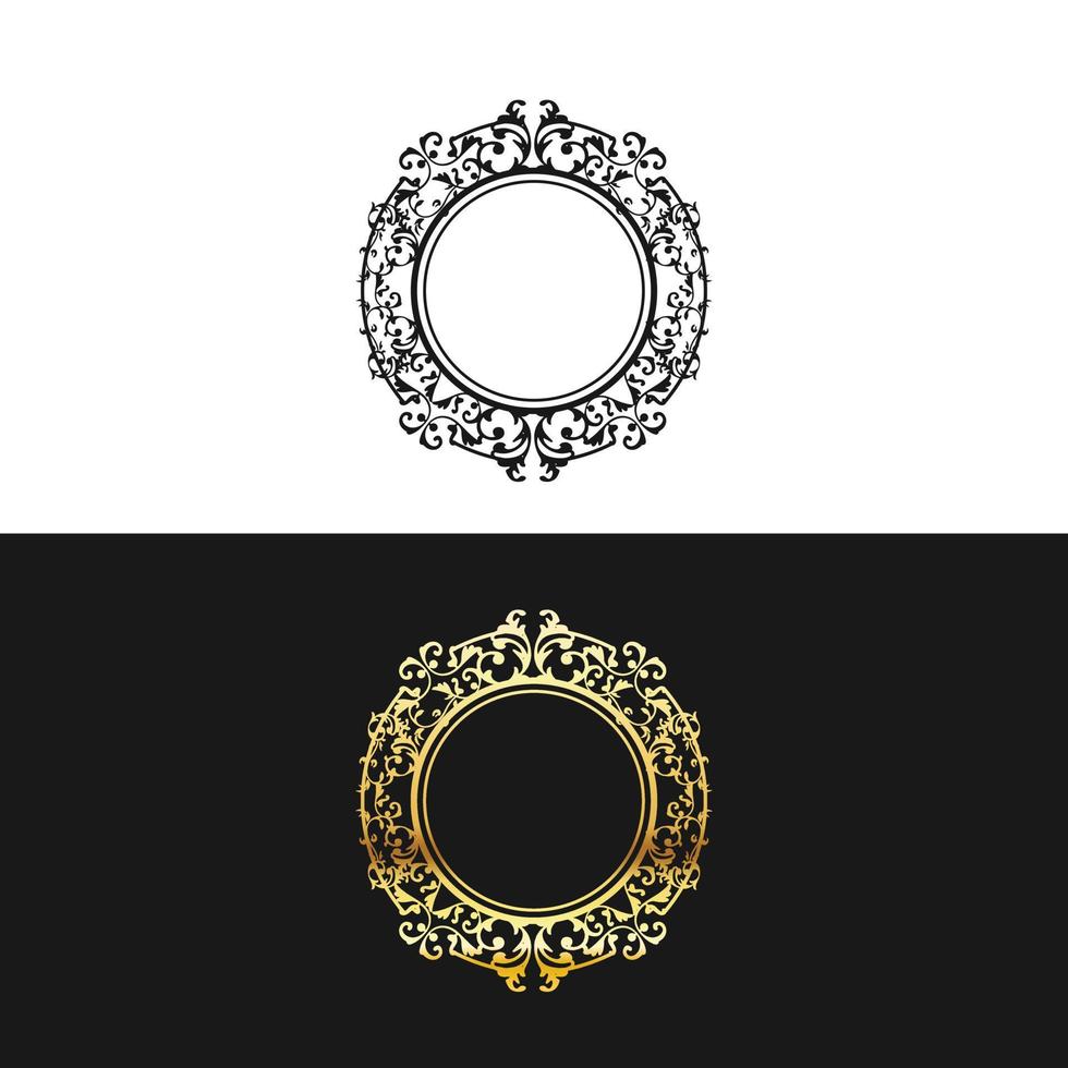 Decorative circle frame for design with abstract floral ornament vector