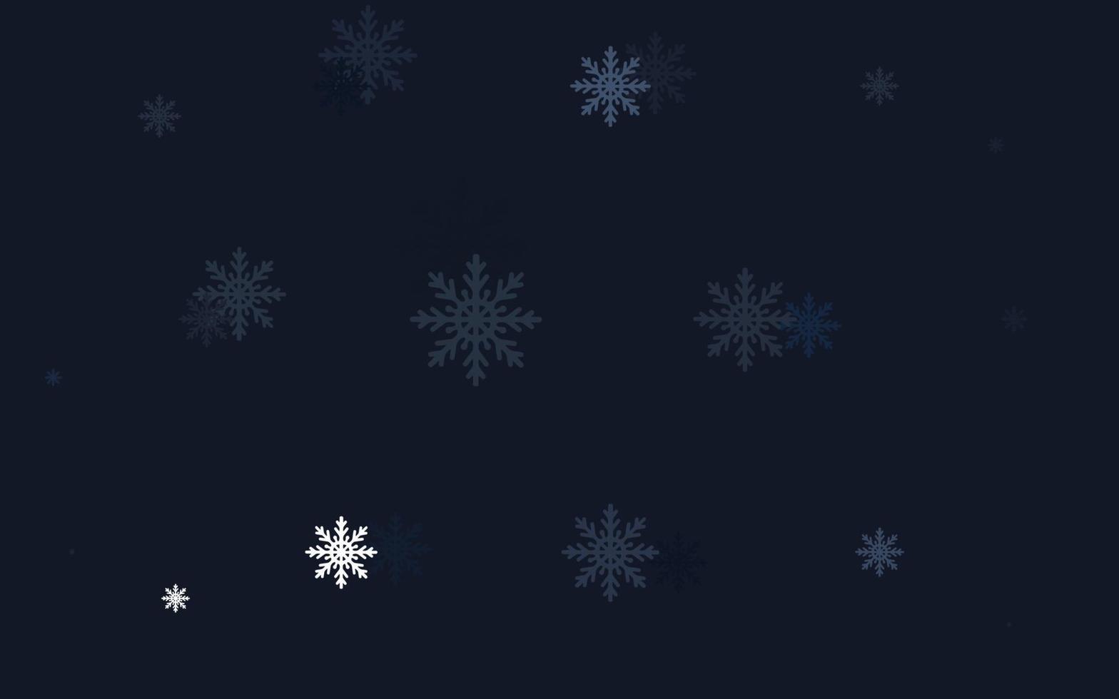 fondo de vector azul claro con copos de nieve de Navidad.