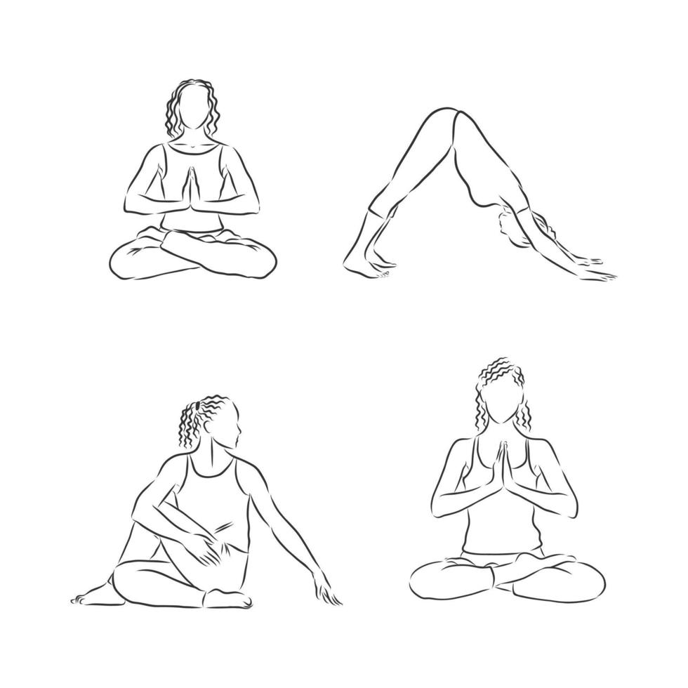 Sketch woman doing yoga standing on one leg Vector Image