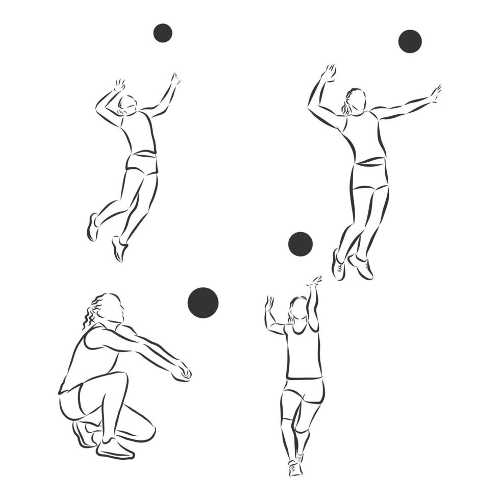 bosquejo del vector del jugador de voleibol