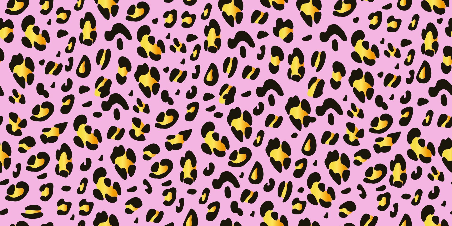 Pink and yellow leopard seamless pattern. Animalistic print. Ideal for printing on fabric and paper. Vector hand-drawn background.