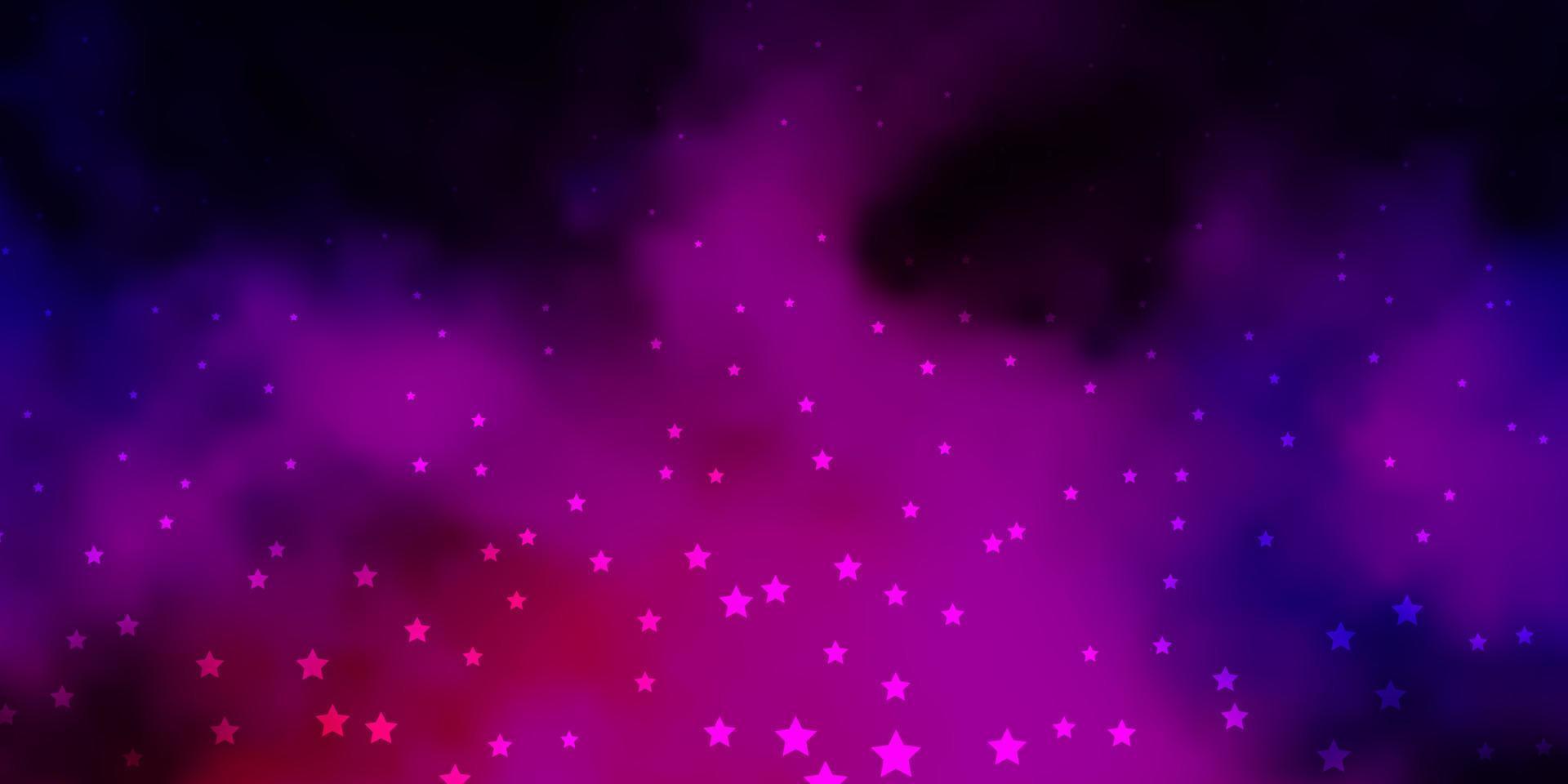 Fondo de vector de color rosa oscuro, azul con estrellas pequeñas y grandes.