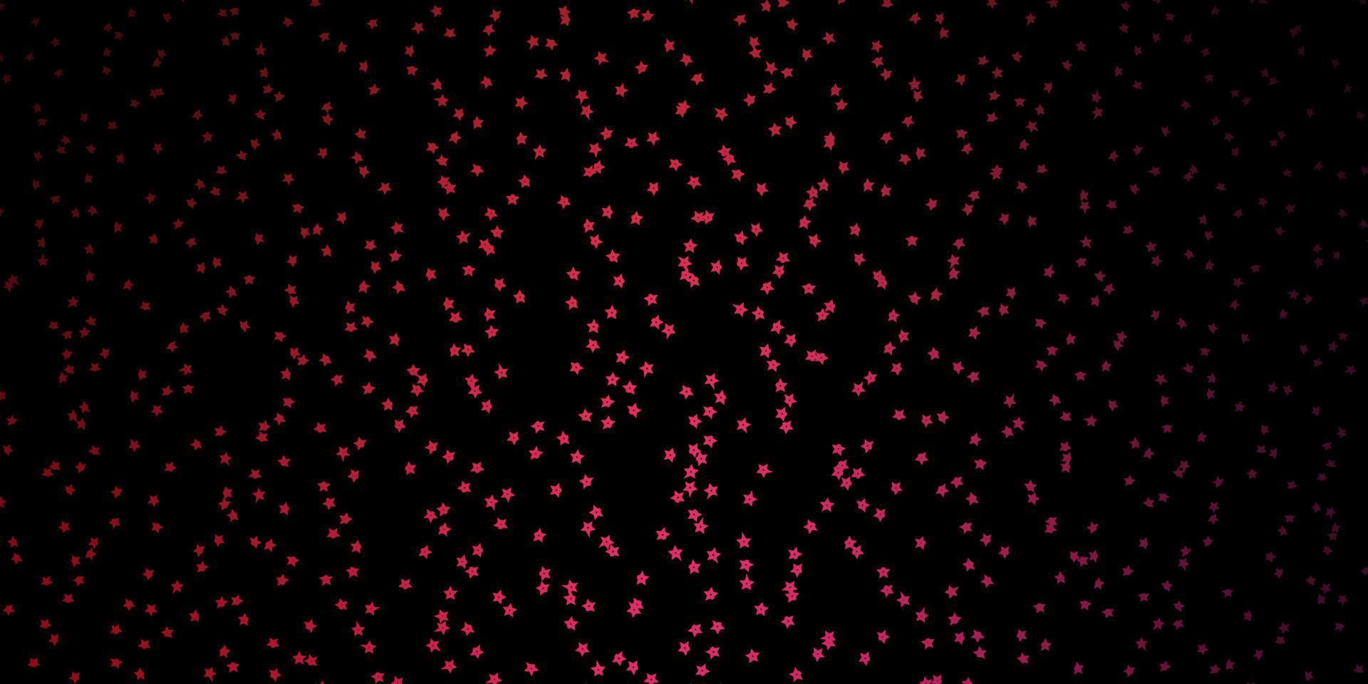 Dark Pink, Red vector background with small and big stars.