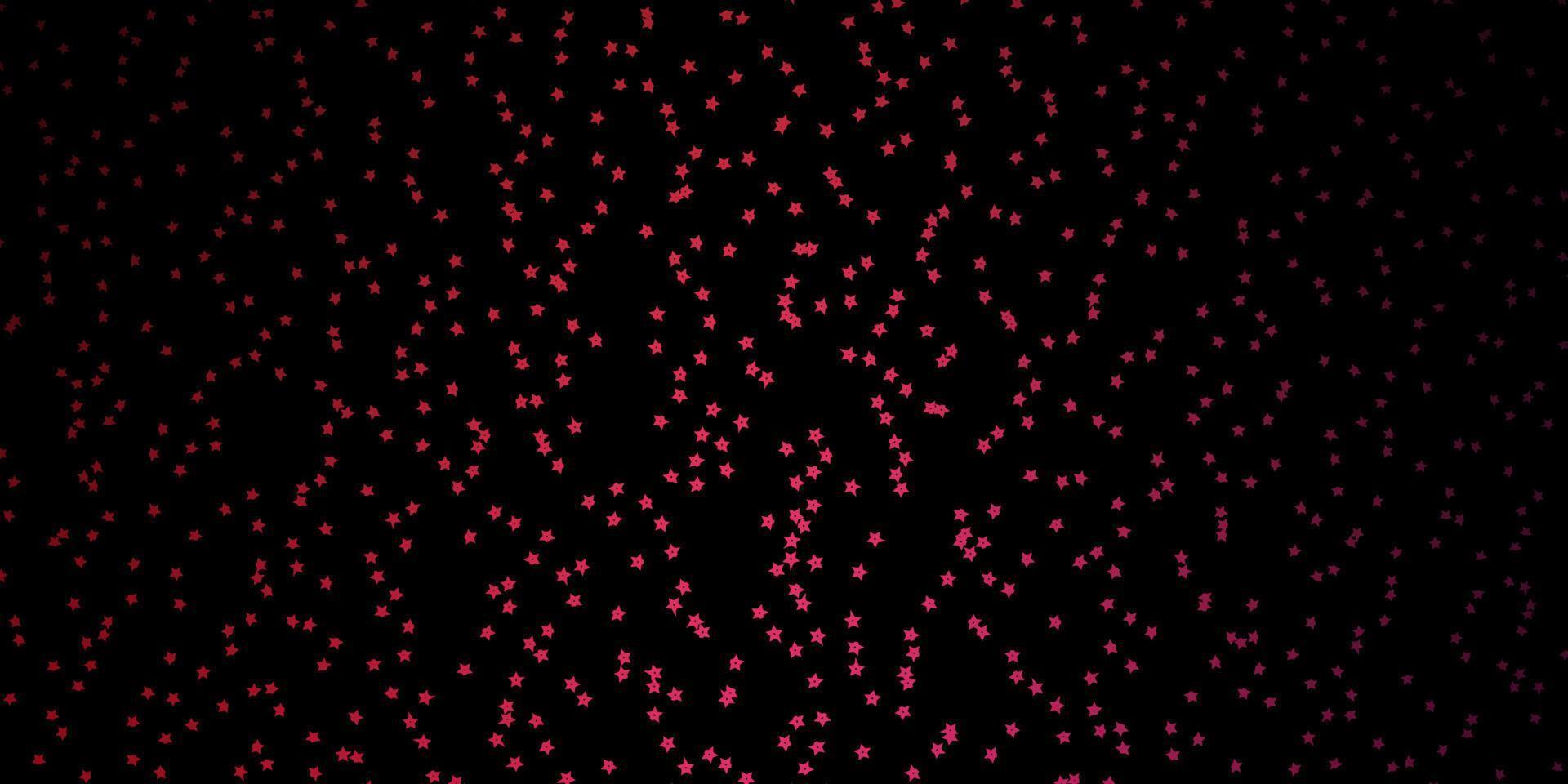 Dark Pink, Red vector background with small and big stars.