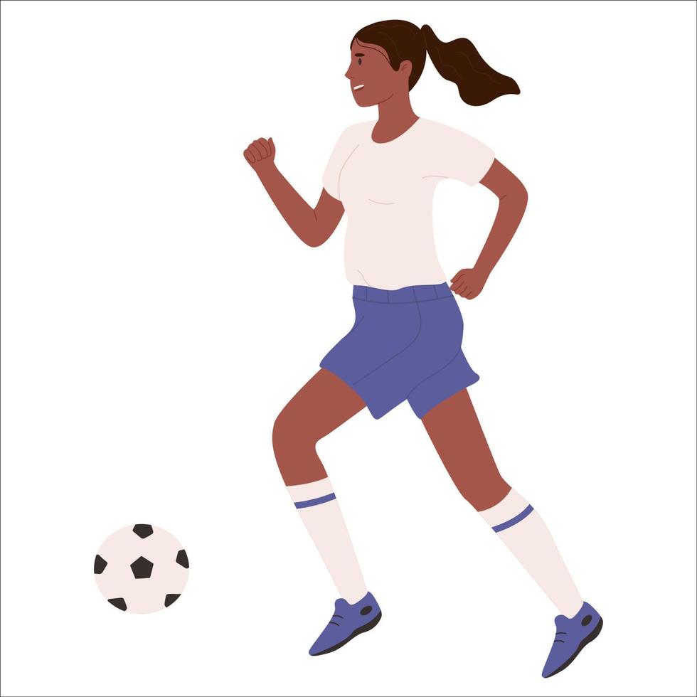 mujer jugando futbol vector