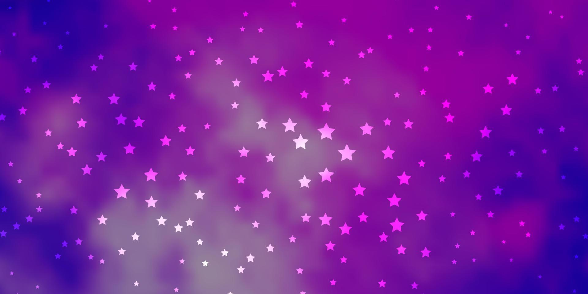 Dark Purple vector template with neon stars.