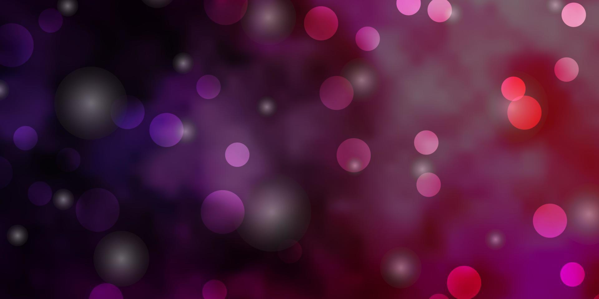 Dark Purple, Pink vector layout with circles, stars.