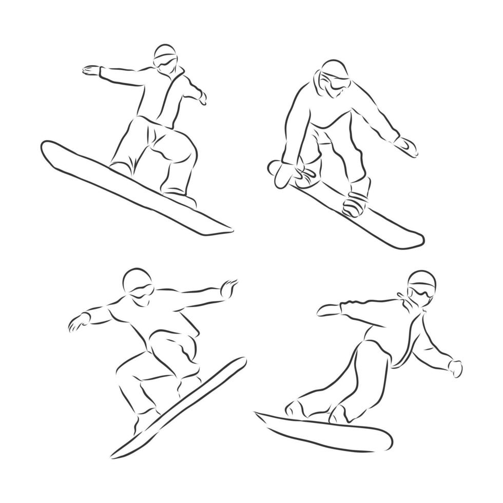 bosquejo del vector del snowboarder