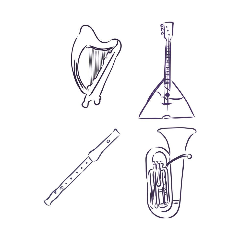 musical instruments vector sketch