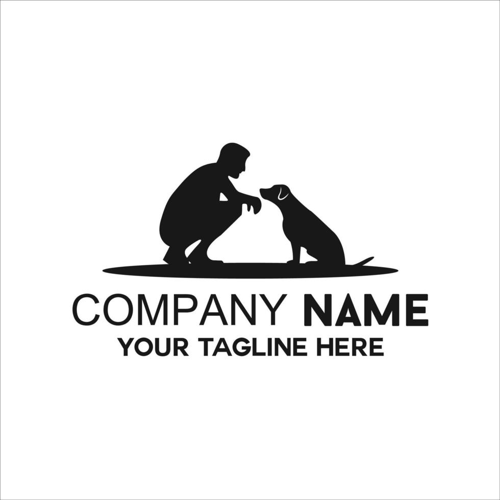 dog silhouette with human logo vector