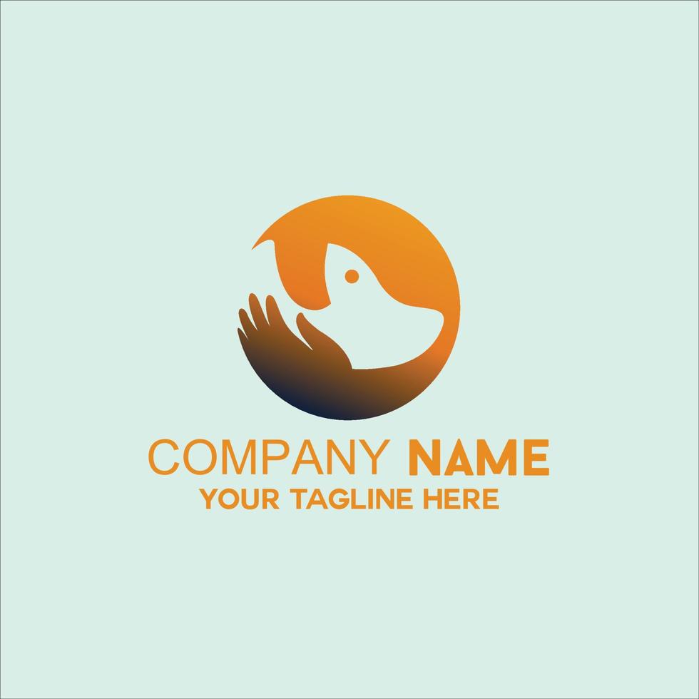 dog head silhouette with human hand vector
