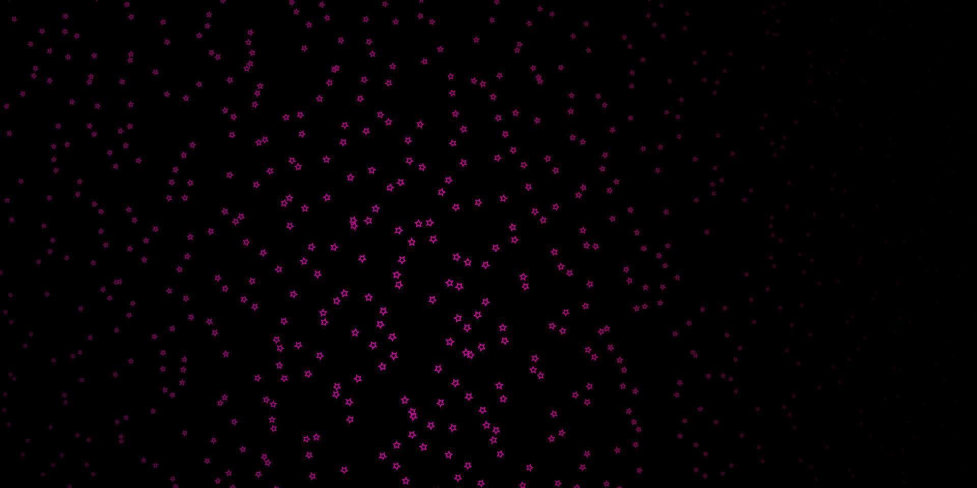 Dark Pink vector background with colorful stars.