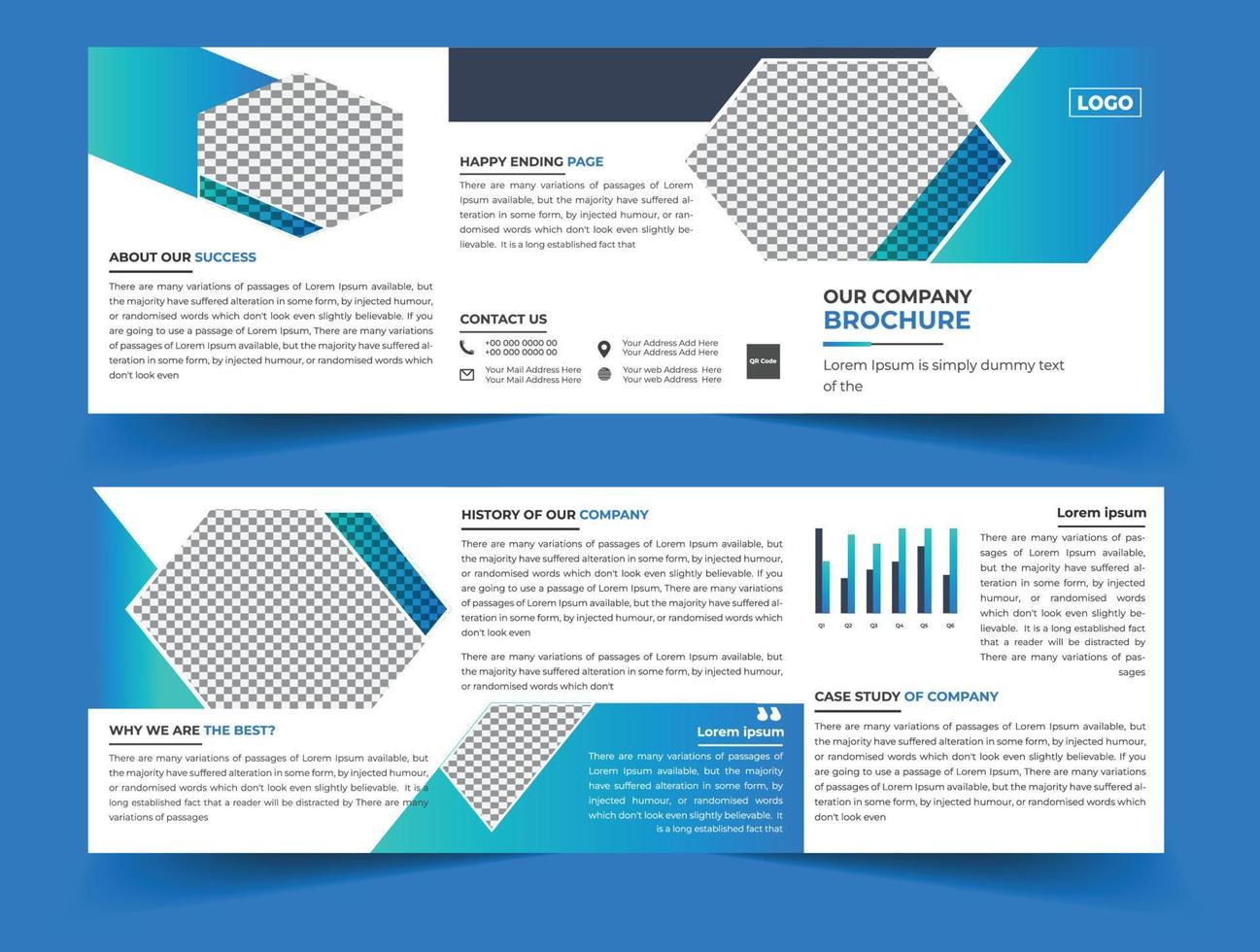 Modern corporate business square trifold brochure with creative shape template vector