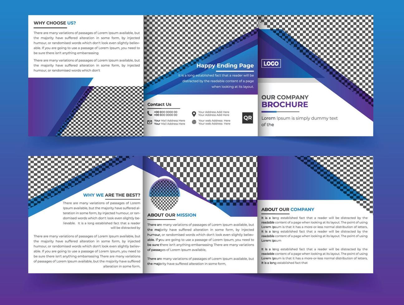 Modern corporate business square trifold brochure with creative shape template vector