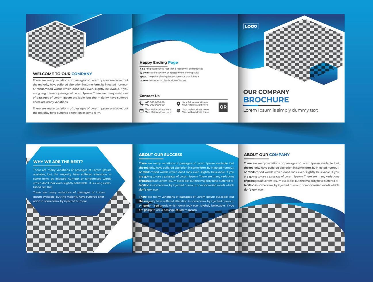 folleto tríptico cuadrado de negocios corporativos modernos con plantilla de forma creativa vector