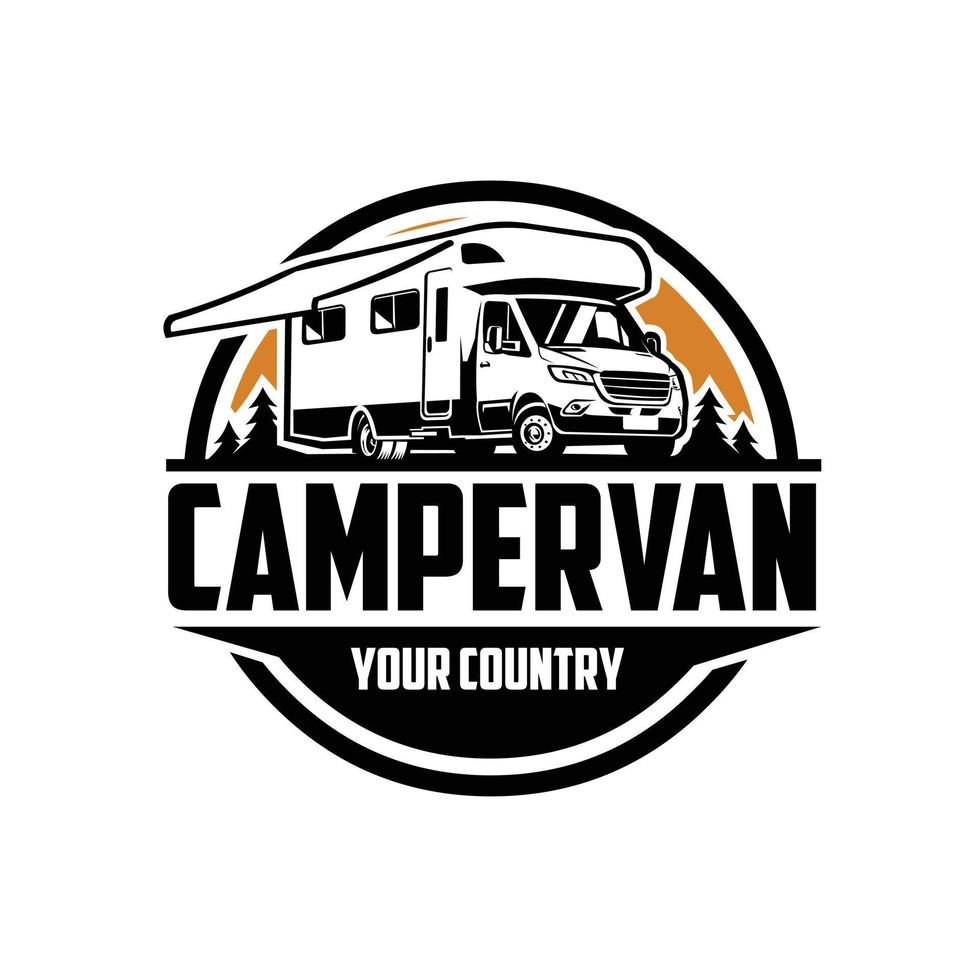 Premium campervan RV caravan motorhome logo vector