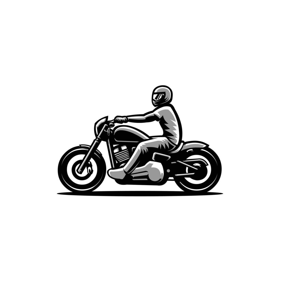 Biker riding with his motorcycle vector isolated in white background