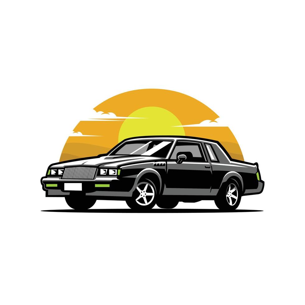 Ilustración de vector de coche de músculo americano aislado en fondo blanco