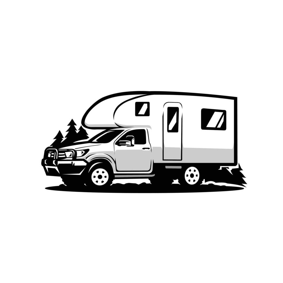 vector de silueta de autocaravana aislado en fondo blanco