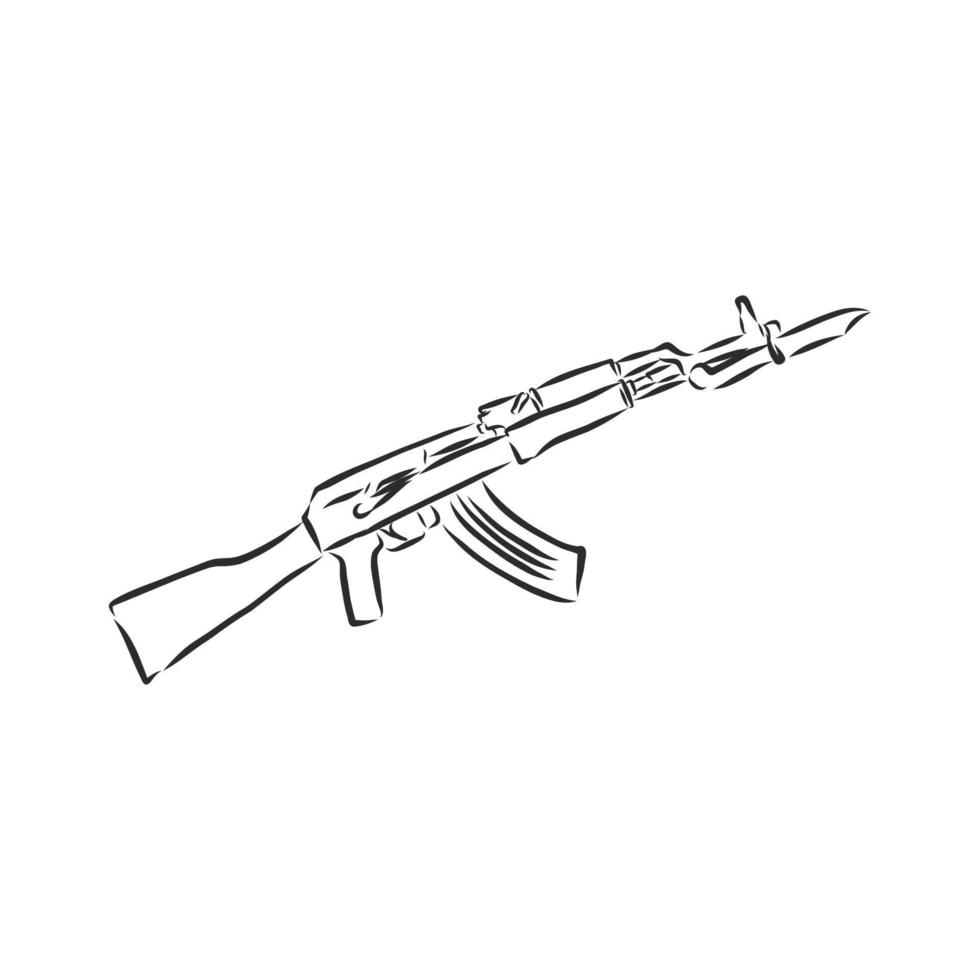 bosquejo del vector del rifle de asalto kalashnikov