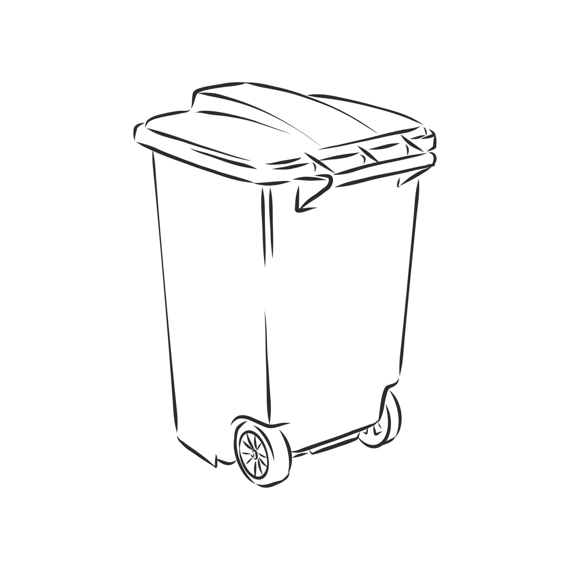 Robot garbage scavenger sketch engraving Vector Image