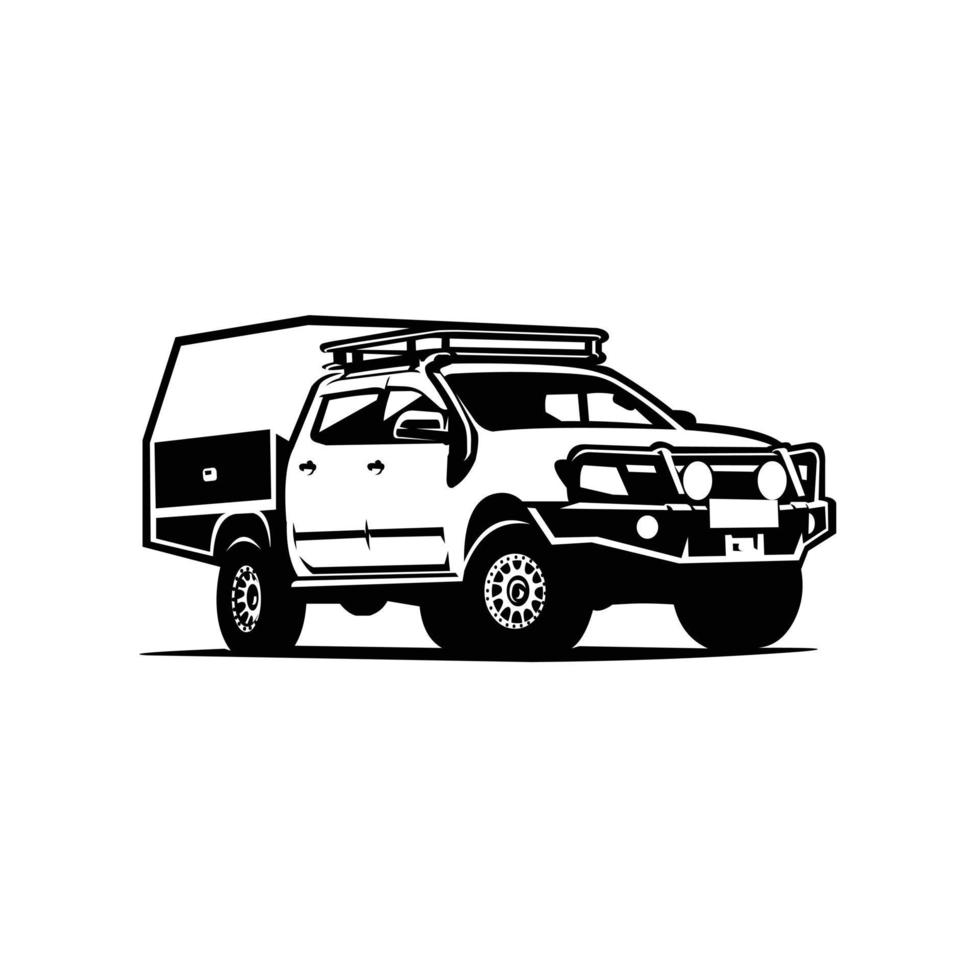 Premium camper truck overland silhouette vector isolated