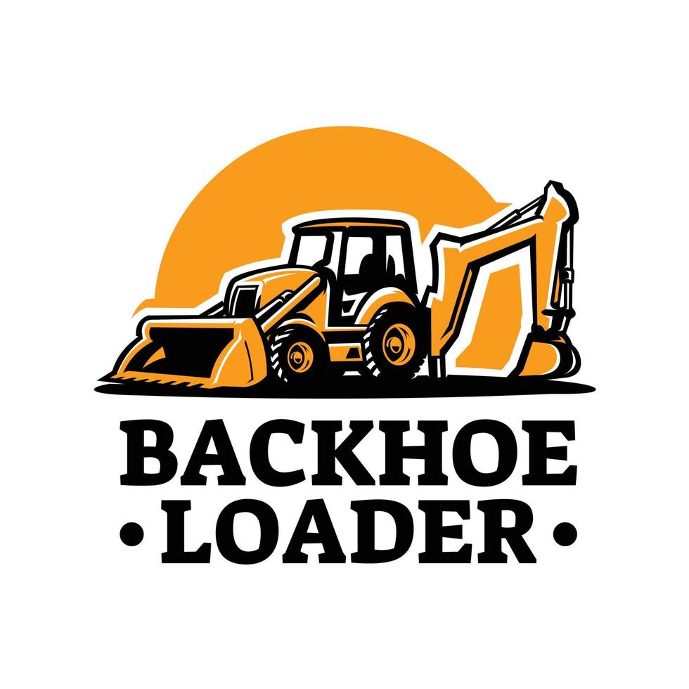 Premium Backhoe Loader Construction Equipment Logo Design Vector