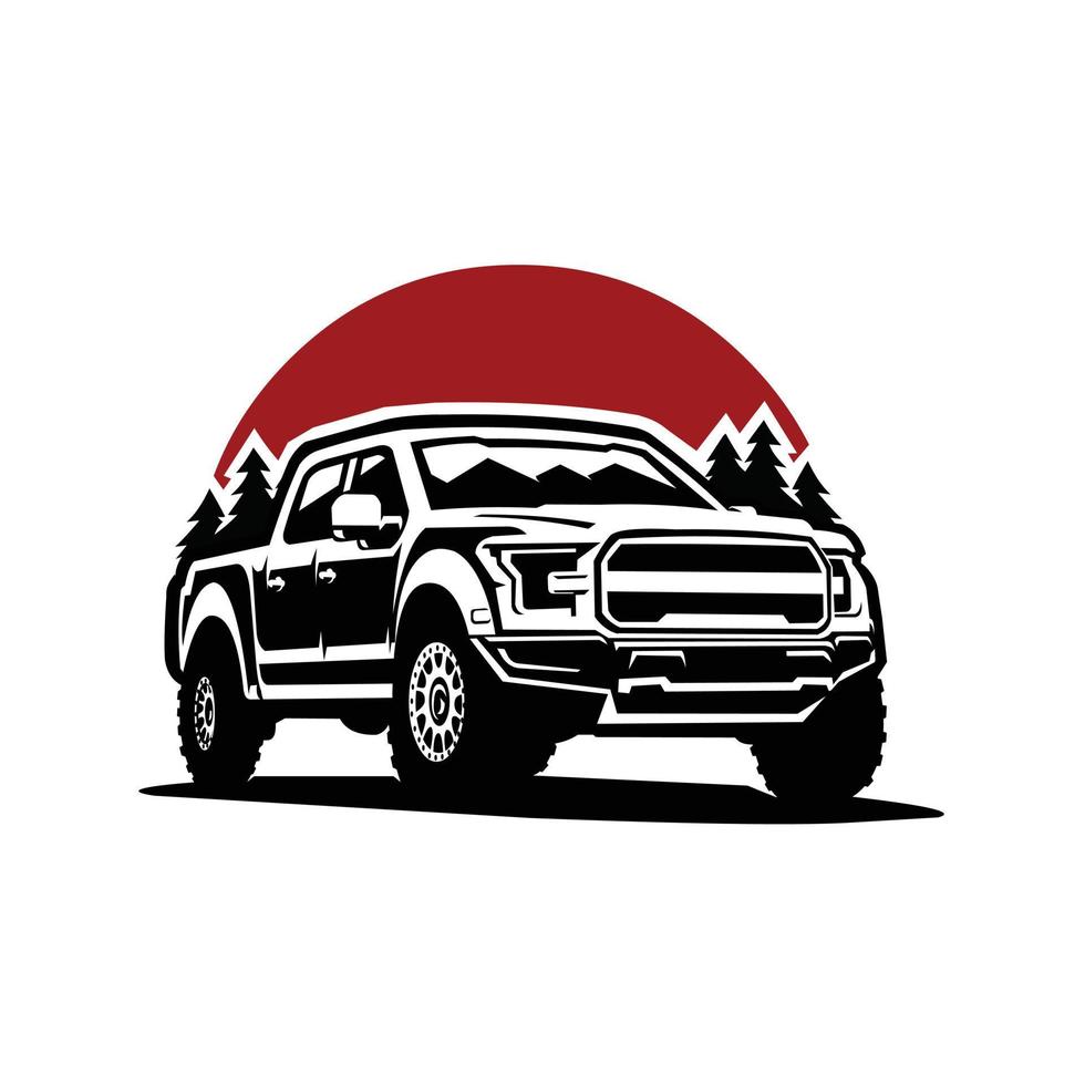 Adventure overland pickup truck logo. Ready made overland emblem circle badge logo vector