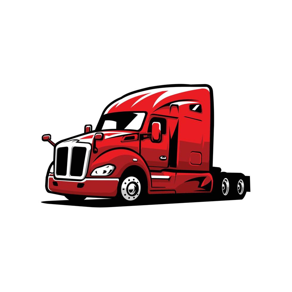 Premium red semi truck 18 wheeler freightliner vector isolated. Best for trucking related industry