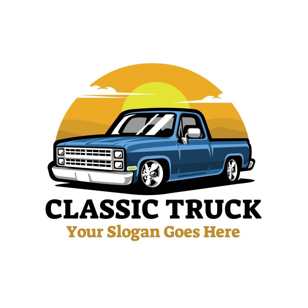 Classic truck restoration emblem logo design. Best for classic truck restoration related logo vector