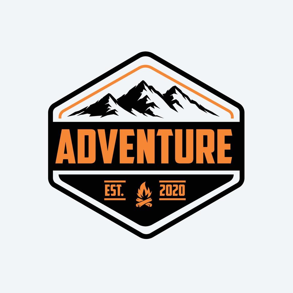 Premium adventure mountain badge emblem ready made logo for outdoor related industry logo vector