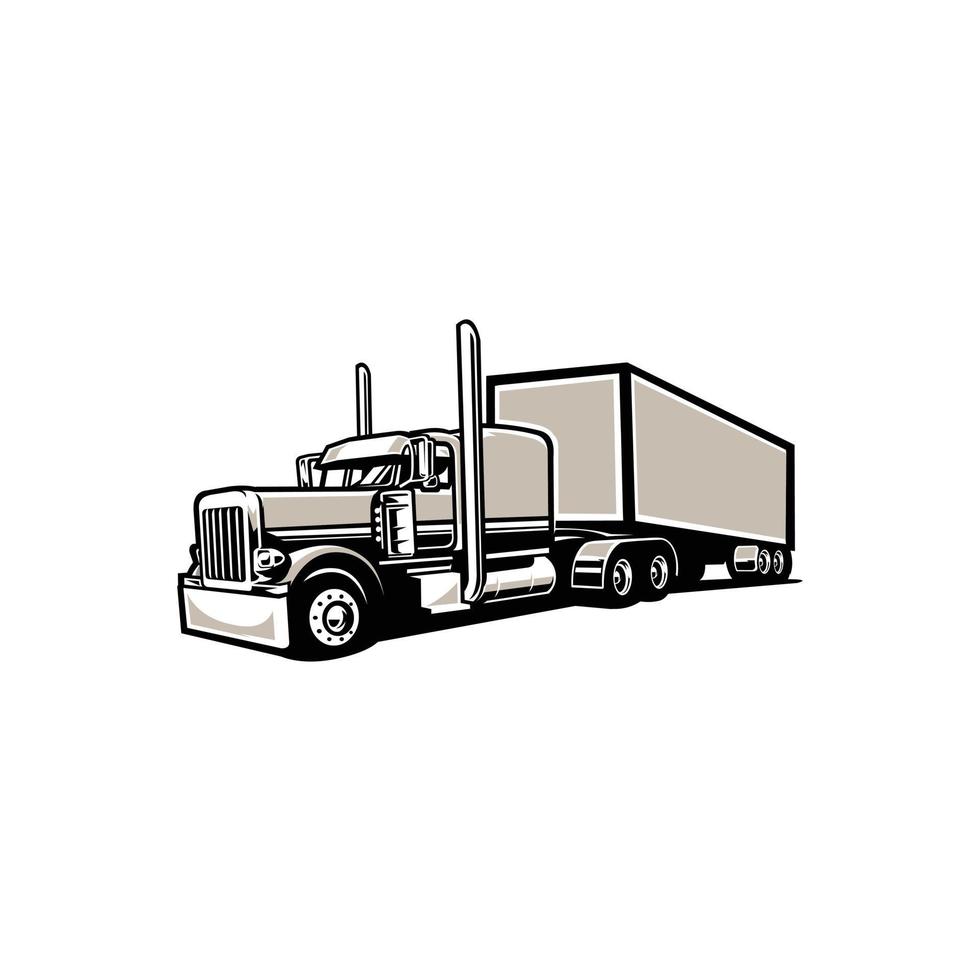 semirremolque premium de 18 ruedas, remolque, camión cama, vista lateral, ilustración vectorial en fondo blanco. Lo mejor para la industria de camiones y carga. vector