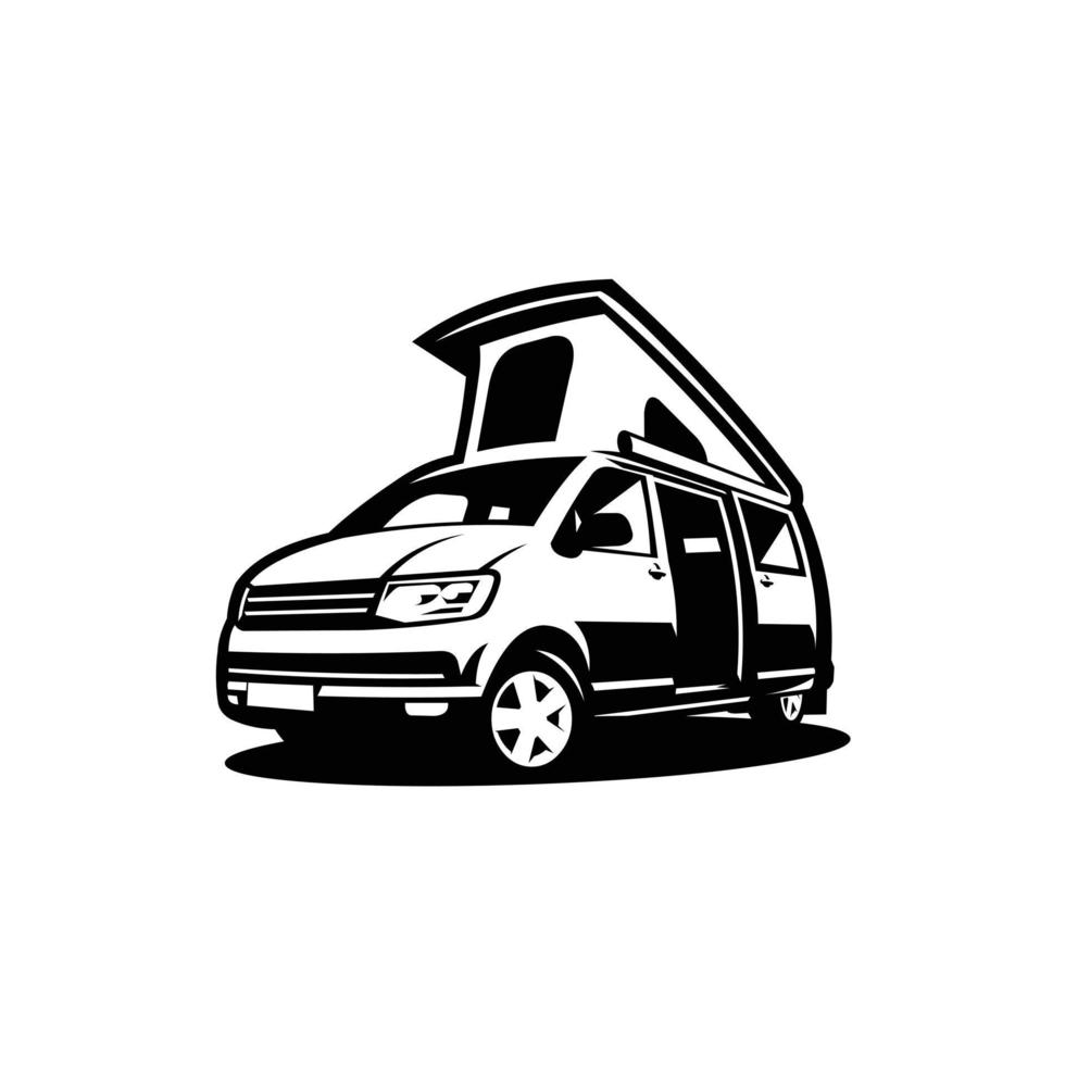 Premium campervan silhouette vector isolated in white background. Best for campervan related industry